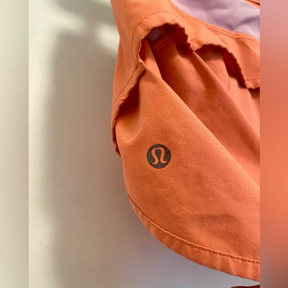 lululemon speed up shorts women’s size 6 orange purple lines running activewear